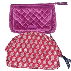 Lot Of 2 Vera Bradley Pouch Clutch Velvet And Paisley Print Perfect Condition